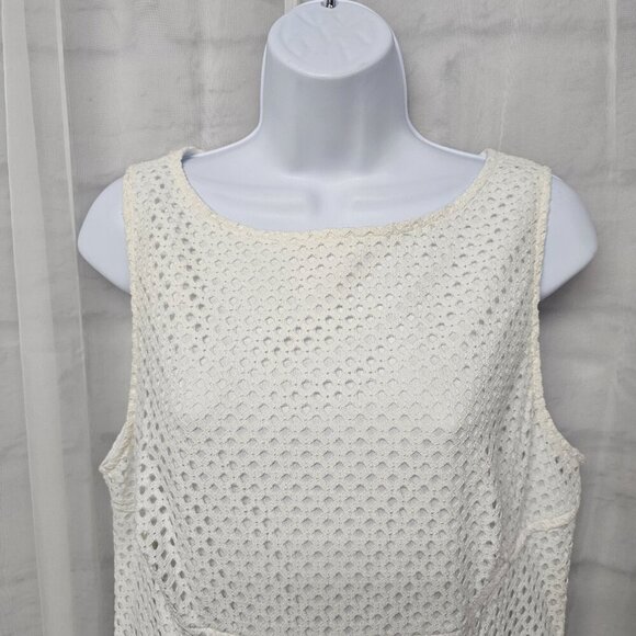 Chaps Off White Crochet Lace Sleeveless Dress Coquette Boho 16 - Picture 2 of 11